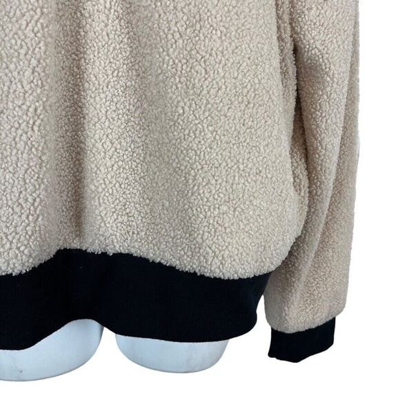 Fabletics Womens Dream Polar Fleece Teddy Ivory 1/4 Zip Jacket Sweatshirt sz L - Picture 5 of 16